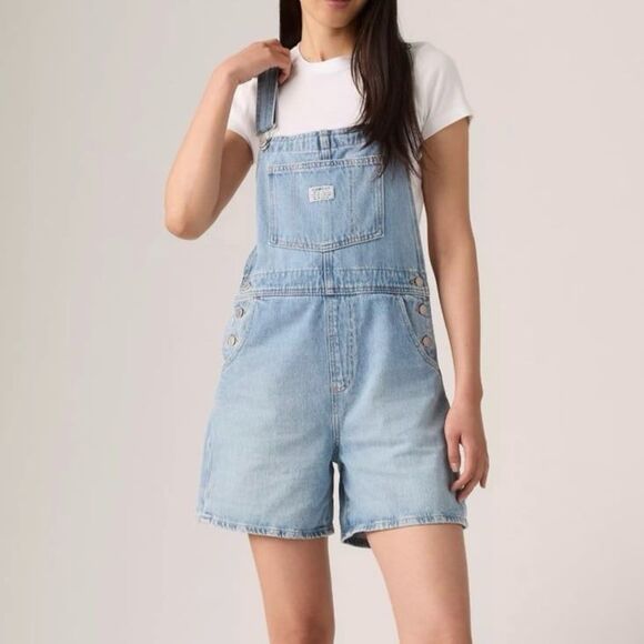 Levi’s Vintage Light Wash Shortalls Size Medium - Picture 6 of 12
